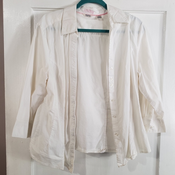 Riders XXL Instant Slim Button Up Shirt, Soft White - Picture 4 of 5